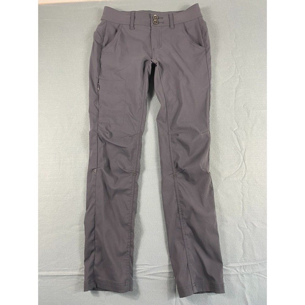 PrAna Convertible Hiking Pants Women Sz 0 Grey Nylon Outdoor Camping